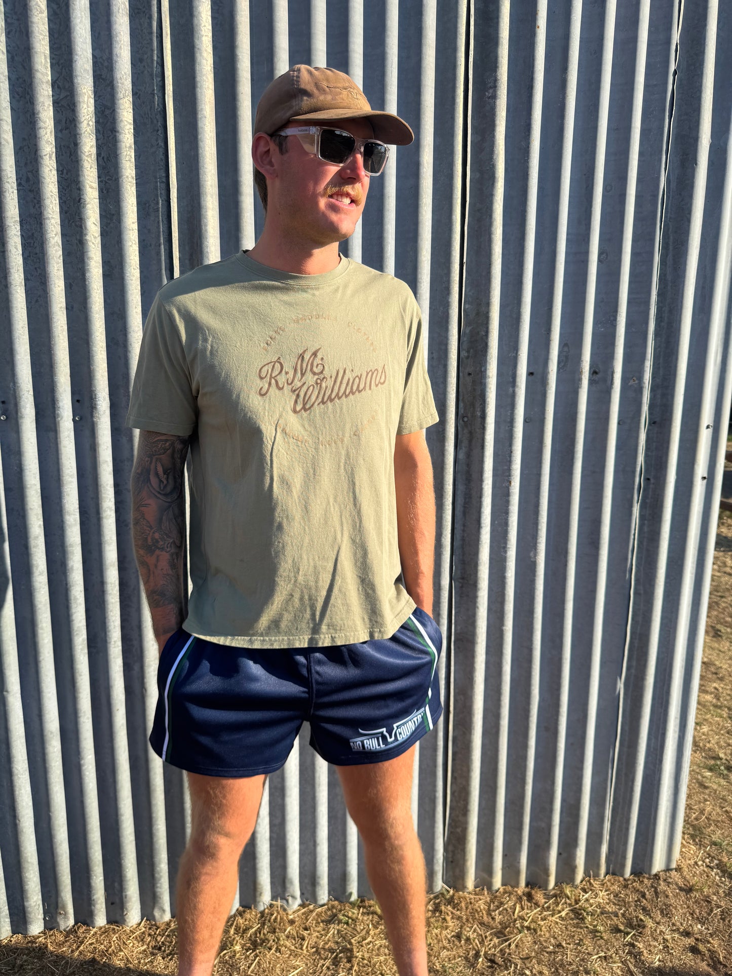 Moolort Footy Shorts Navy Striped