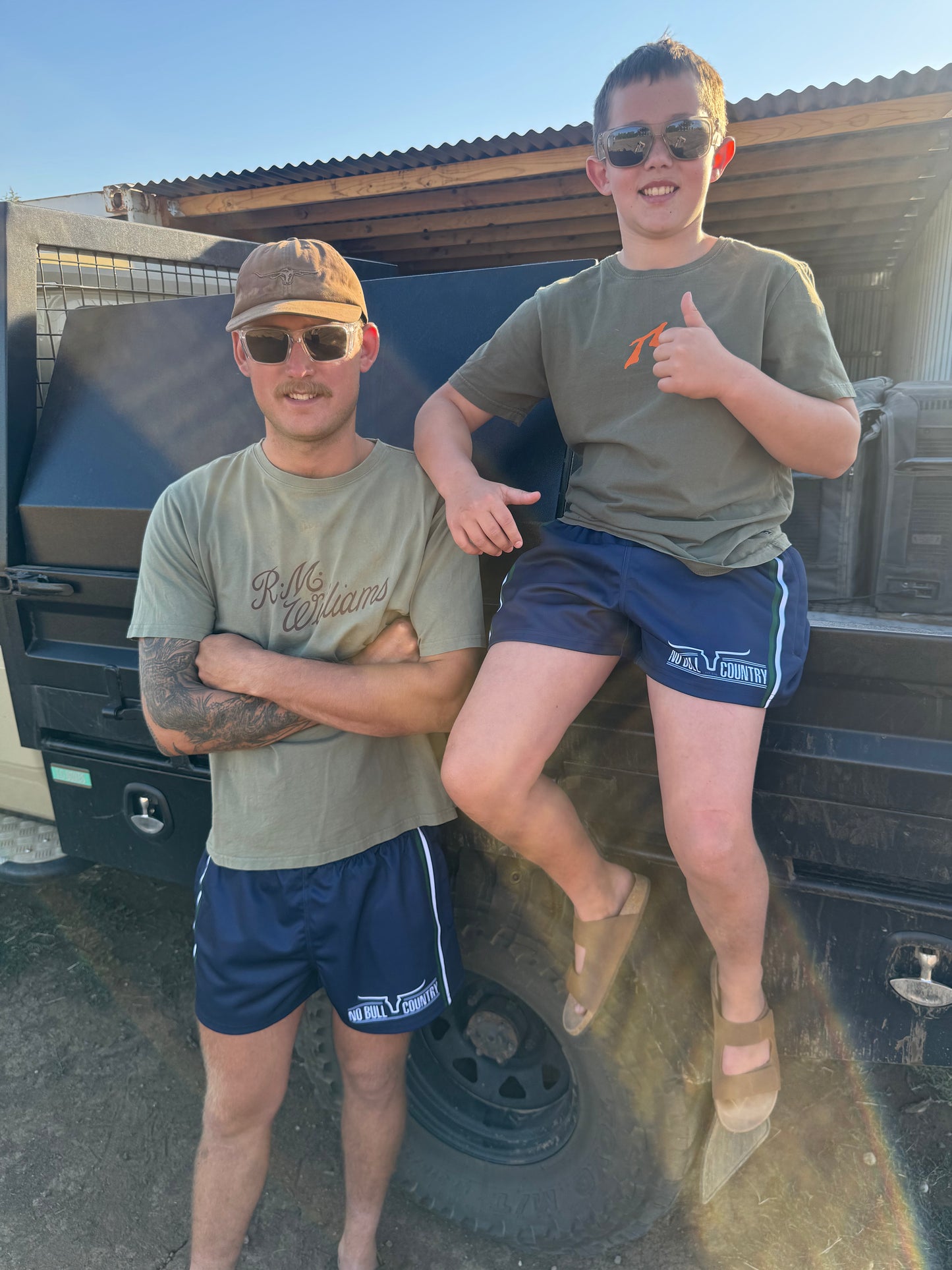 Moolort Footy Shorts Navy Striped