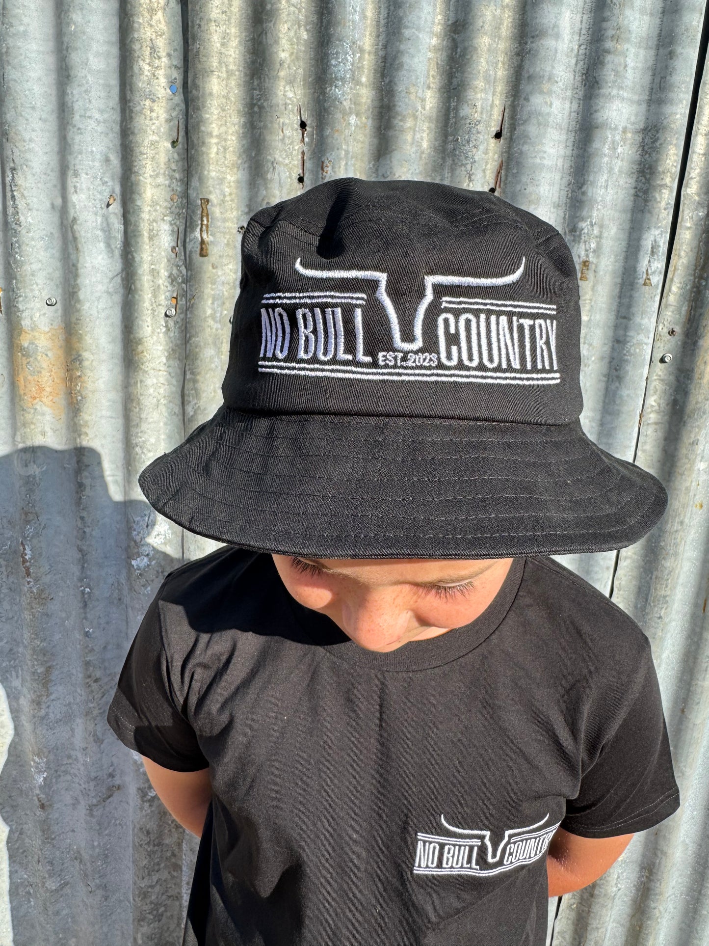 Kids Black Bucket Hat