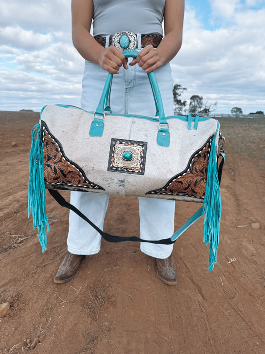 Gia Aqua Tassel Lugaage Bag