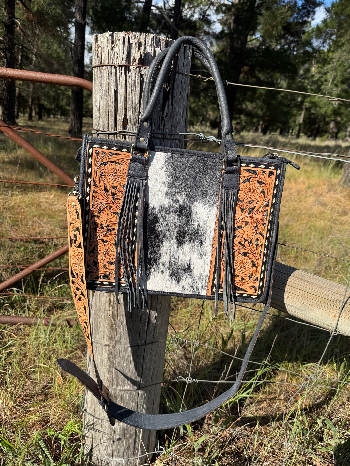 Dallas Tote Bag Cowhide & Leather TB007