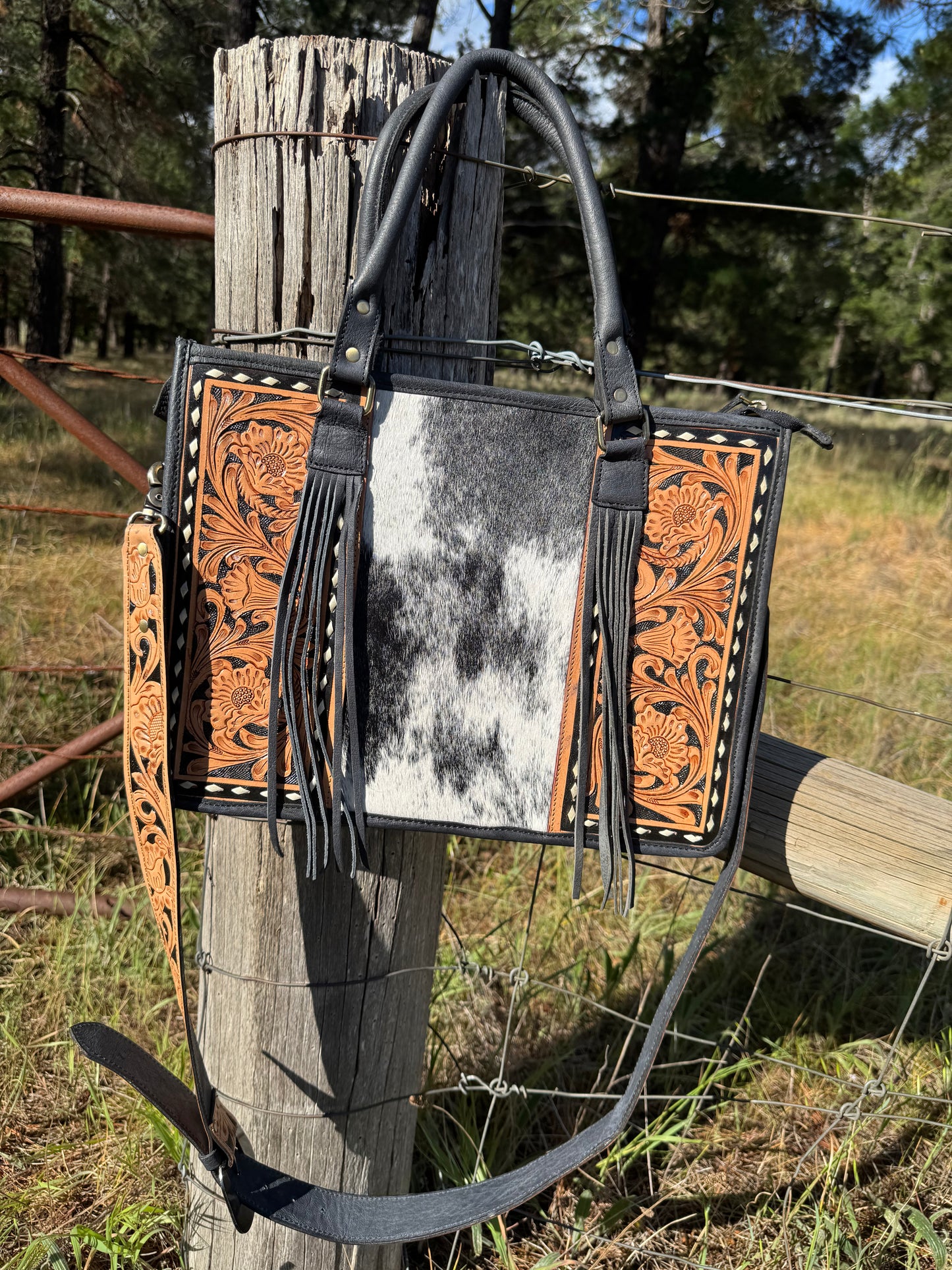 Dallas Tote Bag Cowhide & Leather TB007