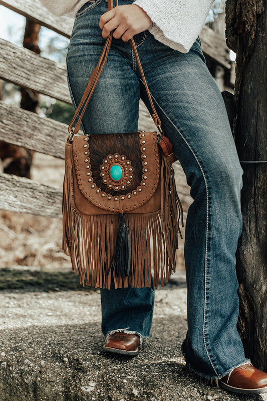Issy Suede Tassel Bag - Black Front Tassel
