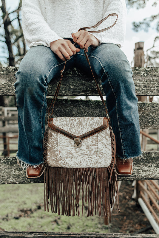 Melody Cowhide Tassel Bag